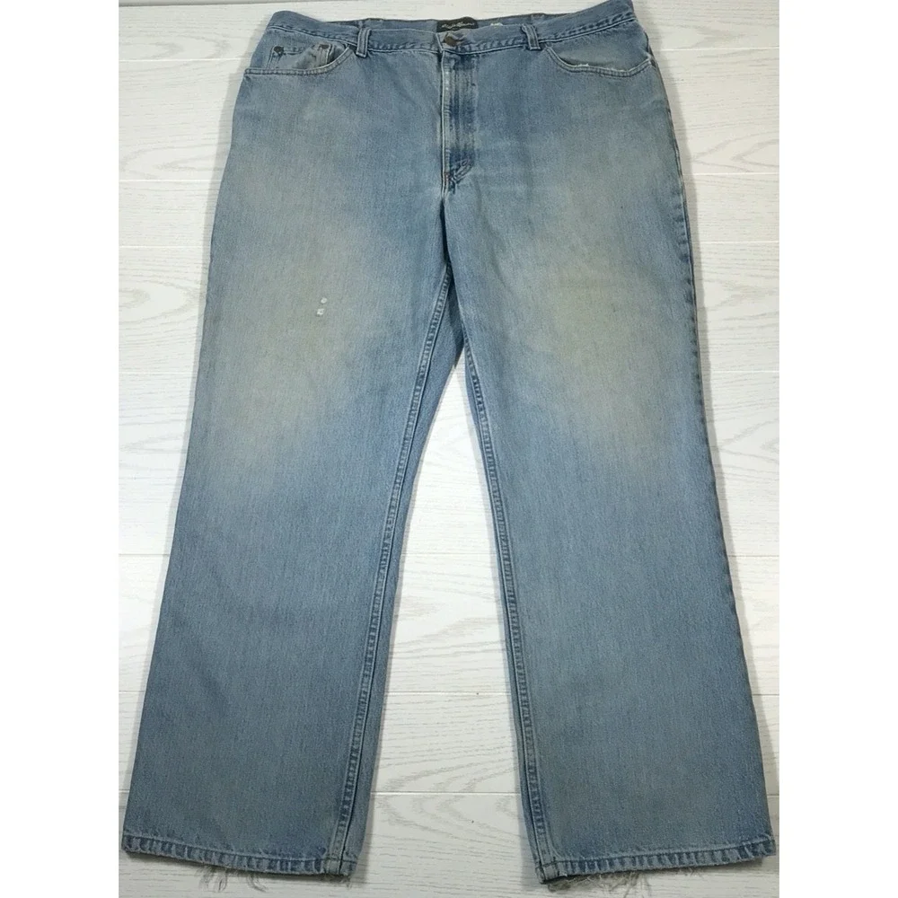 Vintage Eddie Bauer Relaxed Fit Jeans Men 42x32 Blue Grunge 100% Cotton Work Y2K
